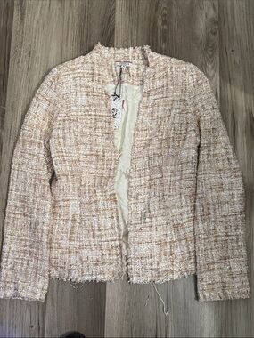 ANDREE BY UNIT Blush Cream Bouclé Collarless Jacket